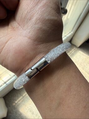Swarovski Stardust - Crystal White Mesh Bracelet with Silver Clasp